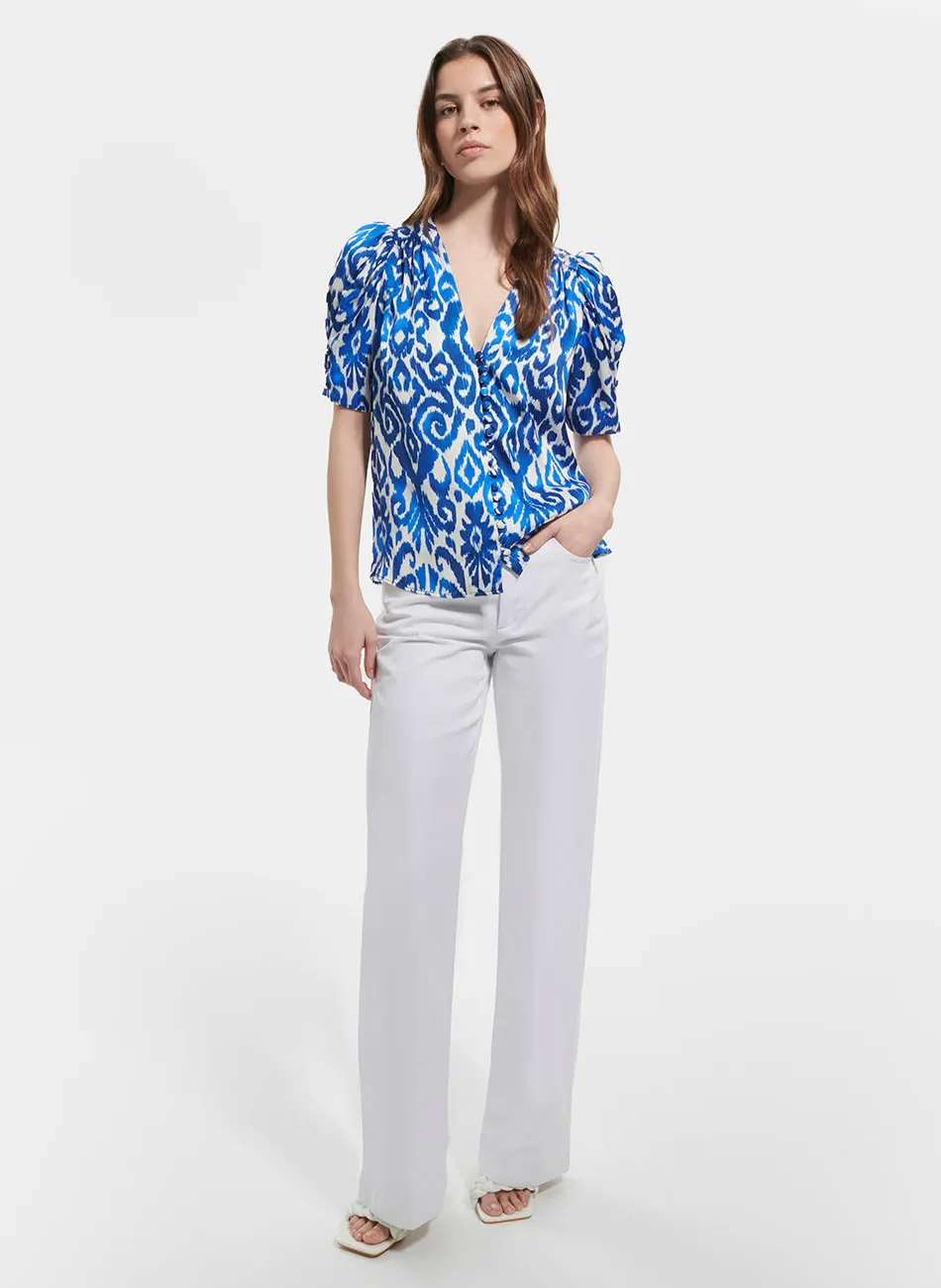 ZAPA BALTAZAR  CAMISA RECTA FLUIDA CON ESTAMPADO GRáFICO EN MULTICOLOR