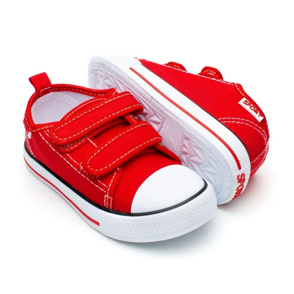 Zapatillas  Lona Niño  Rojas Puntera Goma Modelo Sport