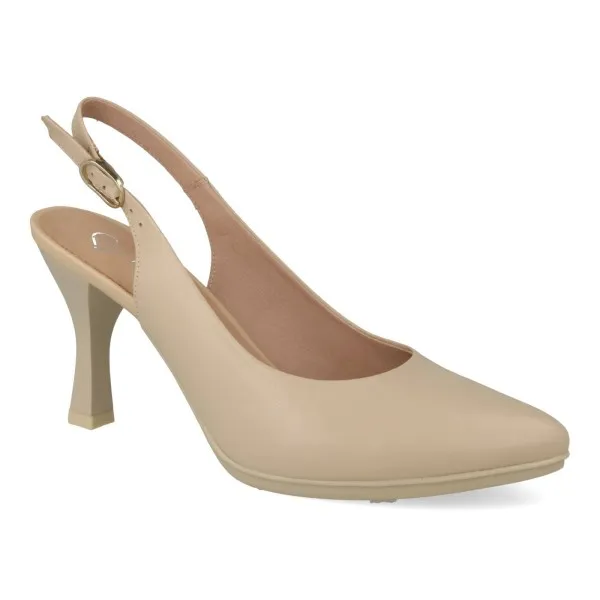 ZAPATOS FIESTA MUJER COMODOS PIEL MOD. ABEBA BEIGE