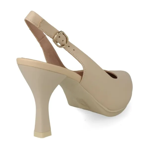ZAPATOS FIESTA MUJER COMODOS PIEL MOD. ABEBA BEIGE
