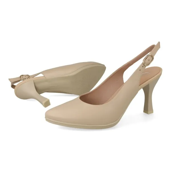 ZAPATOS FIESTA MUJER COMODOS PIEL MOD. ABEBA BEIGE